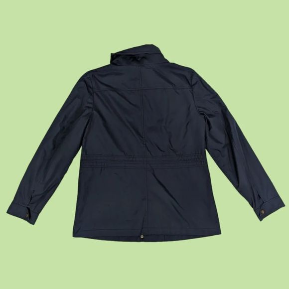 Brooks Brothers 346 Jacket Womens 8‎ Navy Rain Lightweight Full Zip Snap LS - Picture 2 of 9